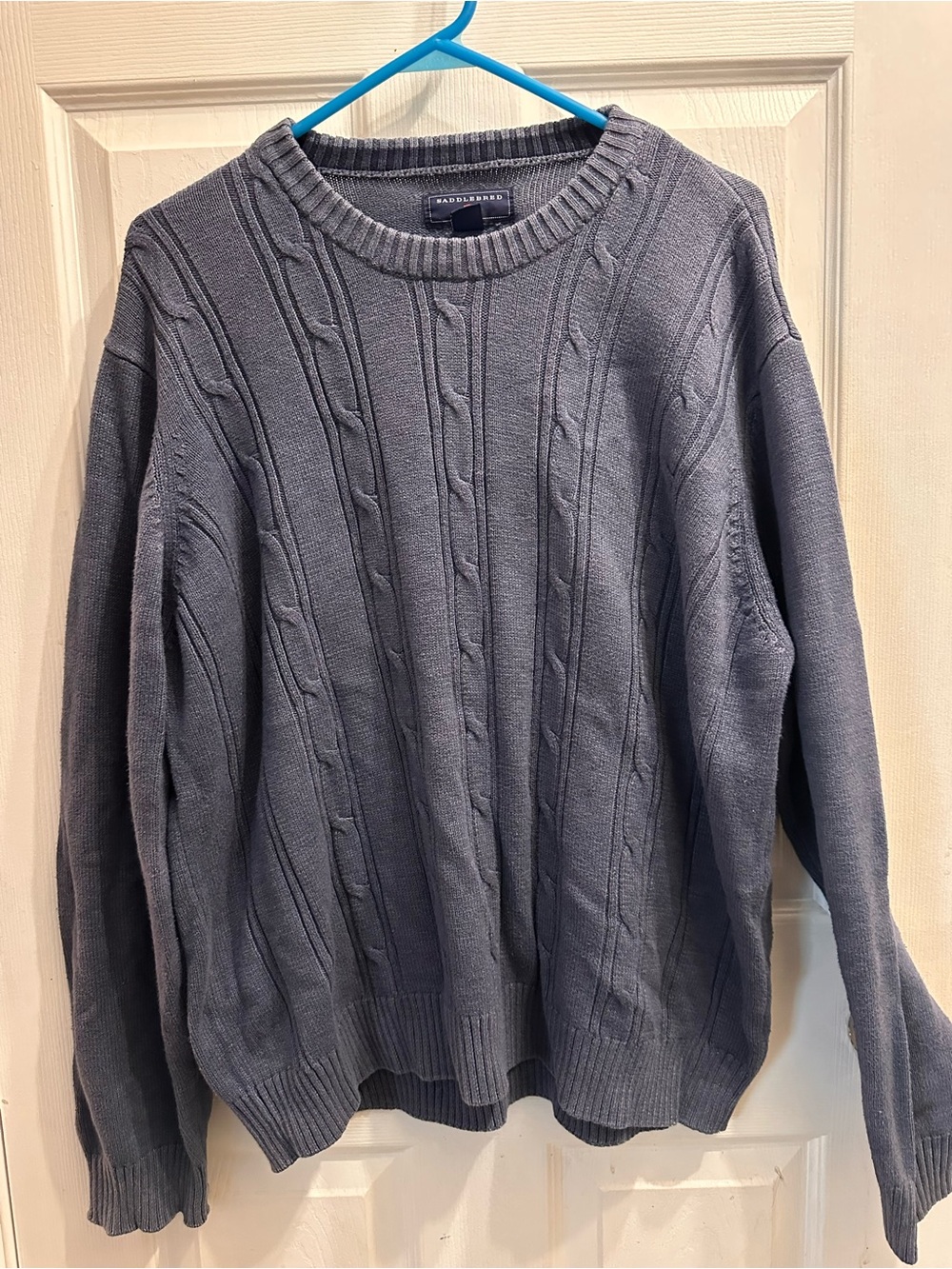 Saddlebred  Men's Cable Knit Crewneck Sweater - blue
